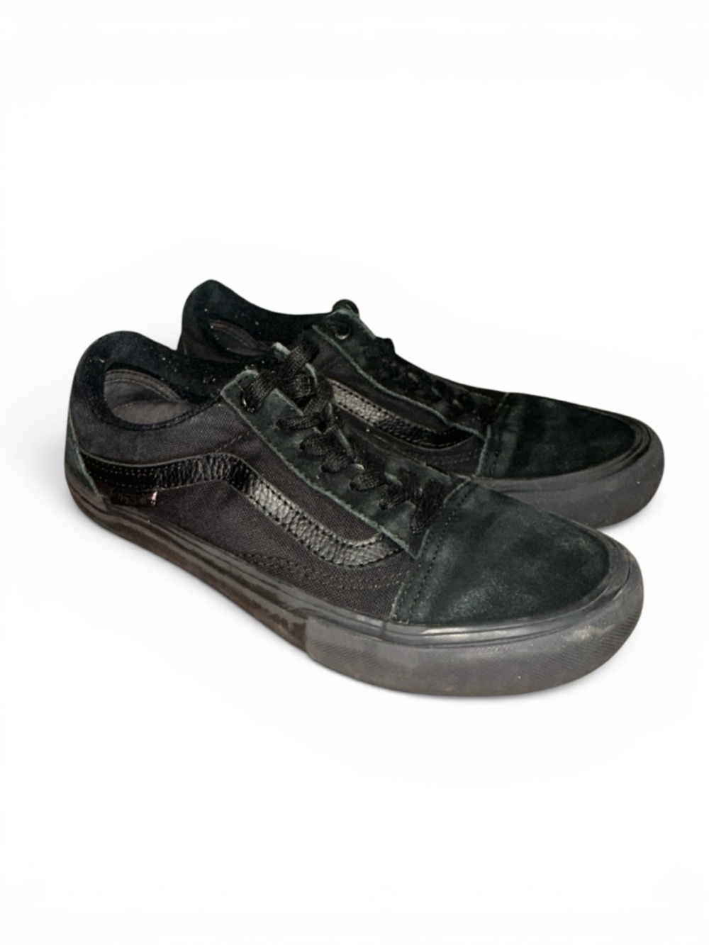 Vans Mens Low Pro Suede Leather Triple Black Skateboarding Shoes 721454 Size 6